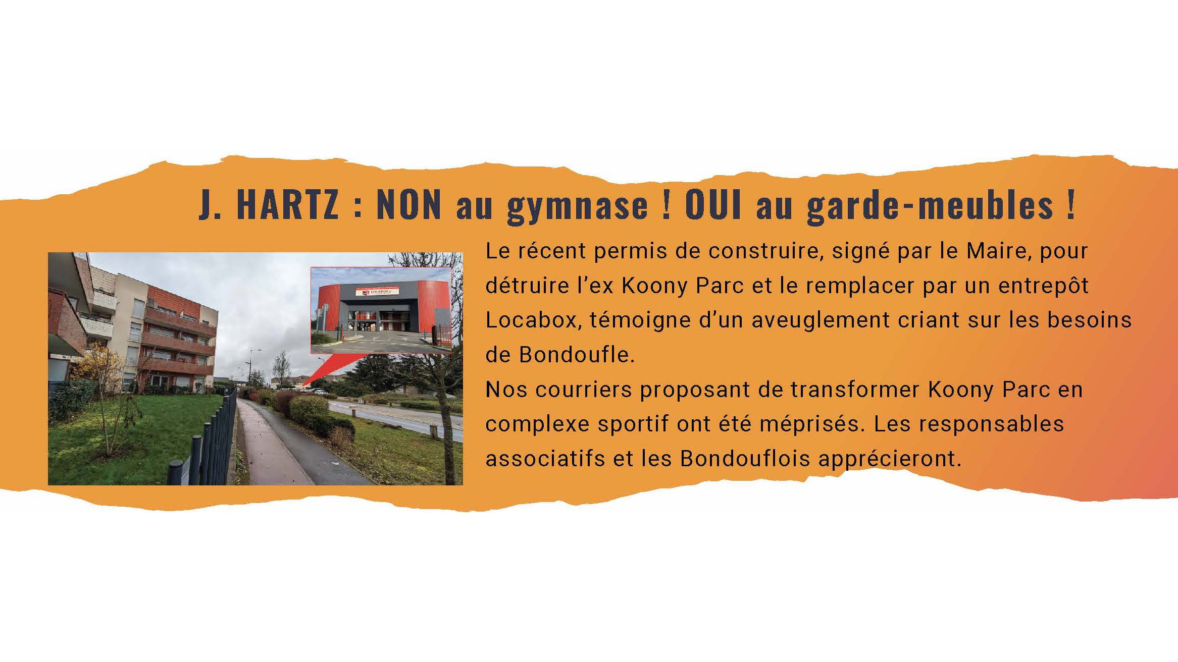 J.HARTZ: NON au gymnase ! OUI au garde meuble